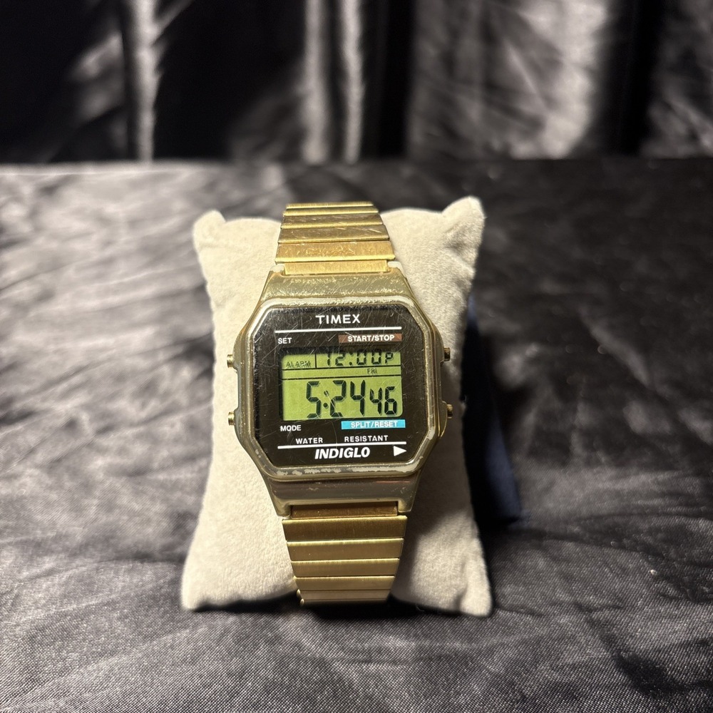 Timex T78677, Men's Digital Goldtone Expansion Watch, Alarm, Indiglo, Chrono,
